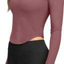 LASLULU Womens Long Sleeve Workout Tops Crop Tops Crew Neck Ribbed Slim Fitted Breathable Running Yoga Going Out T-Shirts (S)