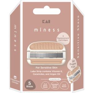 Kai Miness 5 Blade Razor Refill Cartridges, Gentle Beauty Groomer for Hair Removal, Ideal for Sensitive Skin, Japanese Steel Removes Body Hair, 3 Count