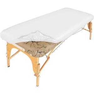 PU Leather Massage Table Cover Waterproof Massage Table Cover Protector Elastic, Anti-Wrinkle Wipeable Massage Bed Cover Fitted for 6FT Massage Bed/Spa Bed/Lash Bed (Pure White, 1Pcs) (70" x 30" (Rectangular))