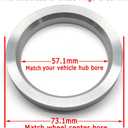 73.1mm OD to 57.1mm ID Hub Centric Rings, Silver Aluminum Hubcentric Rings for 57.1 Vehicle Hubs with 73.1 Wheel Center Bore, Pack of 4