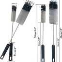 Coralpearl Bottle Brushes Thin Long Handle X 2, Utility Skinny Wire Cleaner Set Big Small, Bendable Flexible for Cleaning Narrow Neck Water, Beer, Wine, Baby Bottles, Pipes, Tubes, Hoses, and Flasks