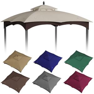 10x12ft Canopy Replacement Top for Lowe's Allen Roth Gazebo #GF-12S004B-1, Two Tiered Waterproof Gazebo Cover Roof with 8 Drainage Holes for BBQ Outdoor, Beige