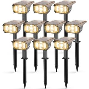 LEREKAM Solar Spot Lights Outdoor Landscape Lights, IP65 Outdoor Waterproof Spotlights, 40 LED's Outdoor Solar Lights for Yard Palm Trees Driveway Patio Pool 10 Pack