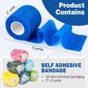 AZEN 16 Pack Self Adhesive Bandage Wrap, 2" X 5 Yards Elastic Cohesive Bandage Wrap, Color Athletic Tape, Vet Wrap, Ankle Tape