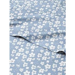 Blue Floral Sheets 5 Piece Split King Set - 1 Flat, 2 Fitted Sheets & 2 Pillowcases w/ Deep Pockets - Wrinkle & Fade Free Boho Botanical Flower Bed Set - Comfy, Soft Breathable & Cooling - Blue Meadow