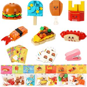 Valentine's Day Cards for Kids - 28 PCS Dessert Block Valentines Day Gifts, Cards with 7 Designs Block Set for School Exchange, Party Favors