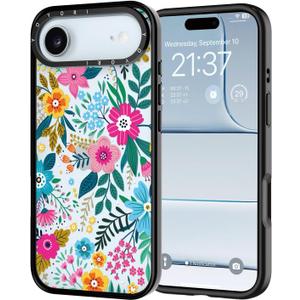 for iPhone 17 Air Case - [6.6 ft Military-Grade Drop Protection] [Anti-Peel Technology] Clear Black TPU Bumper Case with Cute Design (Colorful Blooming)