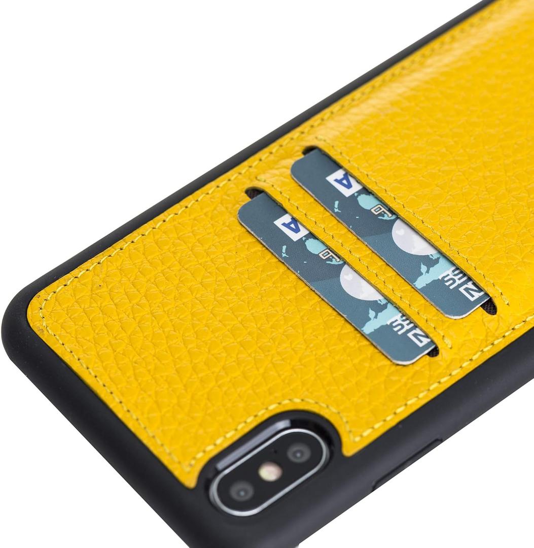 Venito Cosa Leather Wallet Case Compatible with iPhone XS Max (6.5 inch) Extra Secure with Padded Back Cover - Yellow