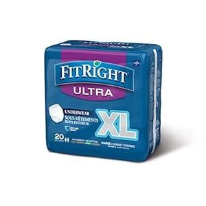 FitRight Ultra Protective Incontinence Underwear, Heavy Absorbency, XL, 56 to 68", 20 Count