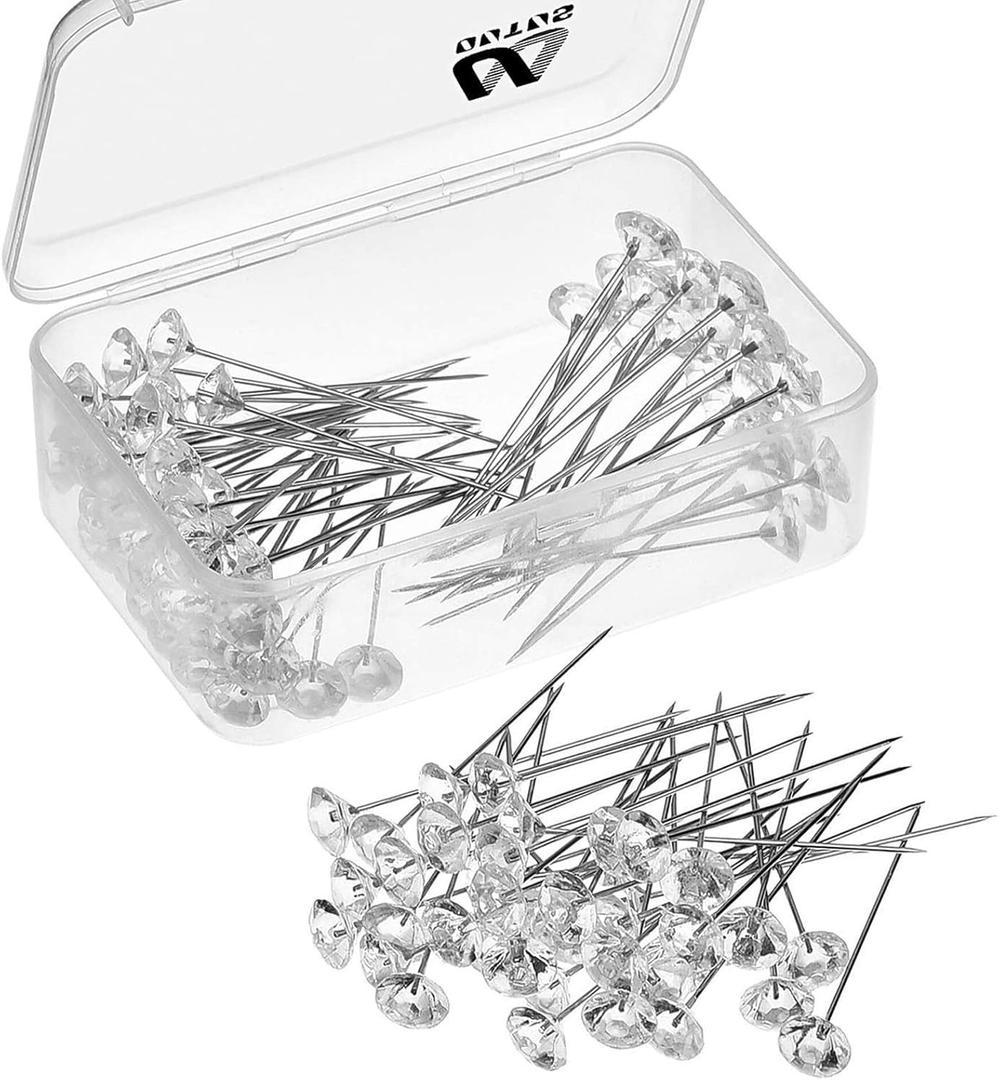 Outus 100 Pieces Diamond Bouquet Pins 2 Inch Rhinestones Corsages Pins Crystals Gems Floral Diamonds for Mother's Day Flower Wedding Bouquets Bridal Hair Accessories Jewelry Decor DIY Craft Sewing