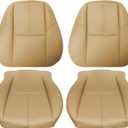 SecosAutoparts Light Tan Front Driver & Passenger Side Bottom & Top Lean Back Replacement Leather Seat Covers Fit for Chevy Silverado Tahoe Suburban Avalanche GMC Sierra 1500 2500 3500HD 2007-2014