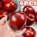 Lorigun Artificial Apples Fake Fruits Red Delicious Apples for Decoration, Decorative Fruit, Faux Big Red Apple 6 Pcs