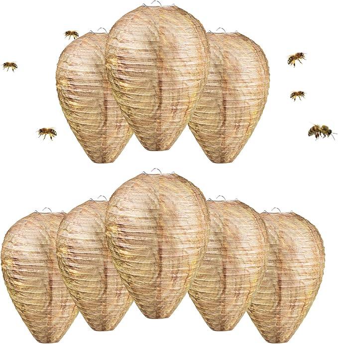16 Pack Fake Wasp Nest Decoy Outdoor Fake Hornets Nest, Hanging Paper Wasp Nest Decoy for Indoor and Outdoor, Home and Garden (Size 11 x 8 in)