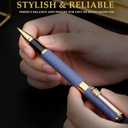 Personalized Pen | Fancy Writing Pen with Black Lacquer & Real Gold Plating | Executive Office Pen, Premium Gift Set for Men & Women | Nice Pens for Writing & Professional Use (Blue)
