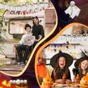 Halloween Ghosts Hanging Ornaments, Flannel Cloth Ghosts Party Garlands for Haunted House Halloween Decorations Indoor, with 39.3 Inch Long Hemp Rope, 9 Ghosts, and 50 Wooden Beads