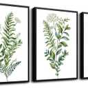 AHUASJART Large Wall Art For Living Room Bathroom Wall Decorations Kitchen Wall Decor Canvas Print Decor Modern Simple Bedroom Home Decor Green Leaves Poster Wall Paintings Black Framed 3 Pieces
