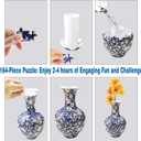 3D Puzzle Vase for Adults, 164 Piece Unique Flower Vase, Crafts for Adults, Home Decor Gift for Flower Arrangements (B- Navy Floral Pattern)