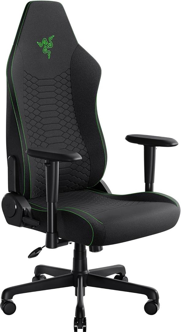 Razer Iskur V2 X Ergonomic Gaming Chair: Built-in Lumbar Support - Widened Seat Base - High Density Foam Cushions - Adjustable 152 Degree Recline - 2D Armrests - Plush Fabric Finish - Black, Standard