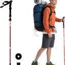 Trekking Poles Collapsible Hiking Poles - Trekking Sticks with Quick Lock System Lightweight for Hiking, Camping (One, Aluminum alloy Orange)