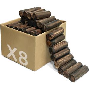 Wood Garden Fence, Natural Wooden Solid Log Edging Border Decorative for Flower Bed Barriers and Landscape Fencing (8PACK) (Even-Height Log)