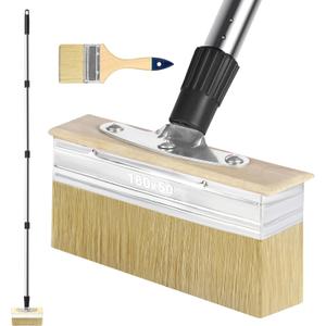 Deck Stain Brush with Long Handle, 60" Extension Pole Deck Stain Applicator, 7" Wide Deck Paint Brush and 3" Paint Brushes Set for Painting Wood Deck, Masonry, Fence, Wall and Furniture