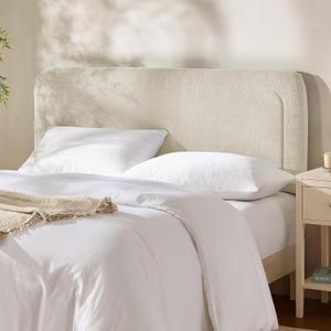 Hearth & Harbor Queen Headboard Only, Floating Wall Mounted Headboard Queen Size, Easy Assemble Upholstered Peel and Stick Headboards, 3D Soundproof Bed Wall Panels, Boucle Stick on Headboards, Linen