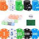 Plastic Poker Chips Set with Storage Box for Blackjack, Texas Hold'em, Night Poker Games