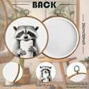 BCUANGD Bathroom Raccoon Round Wall Art Decor - Funny Raccoon Wall Art Canvas Frame Artwork Prints, Pet Animals in Bathtub Round Wall Hanging Decorations for Home Bathroom, 10"x10"