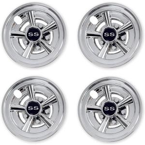 NOKINS Golf Cart SS Wheel Covers Hub Caps for Most Golf Carts 8 inch(Set of 4) (chrome - Silver)
