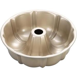 Onader Fluted Cake Pan Nonstick, 10 Inch Round Tube Baking Pan for Pound Cake, 10 Cups Large Heavy Duty Carbon Steel Baking Mold Bakeware, Gold