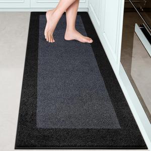 Machine Washable Kitchen Rug 24" x 70", Non Slip Kitchen Mat for Floor, Absorbent Entrance Runner Rug for Bedroom, Hallway, Bathroom, Door (Roll Packing) (Charcoal)