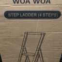 WOA WOA 4 Step Ladder, Ladders for Home, Anti-Slip Pedals, Aluminum Step Stool Foldable, Lightweight to Move, Ease of Storage, Reach 9ft for Closet Kitchen Library, Hold 300lbs - Wood Grain
