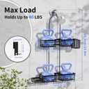 Shower Caddy Hanging with Door Hook - Split Design for Handheld Showerheads, Rustproof Over The Showerheads Bathroom Organizer with Hooks Soap and Toothbrush Holder, Bathroom Accessories Black