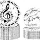 50Pcs Musical Notes Party Supplies Music Paper Plates Tableware Set 9" Music Notes Dinner Plates 7"Music Dessert Plates for Music Themed Karaoke Jazz Party Music Birthday Party Decorations Serve 25