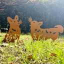 2PCS Rusty Corgi Decorative Garden Stakes, Metal Dog Yard Decor, Corgi Lover Gifts for Women Mom Grandma Wife, Metal Dog Statues Garden Sculptures and Yard Art, Patio, Lawn Ornaments