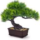 Der Rose 8'' Artificial Bonsai Tree Small Fake Potted Plants for Zen Japanese Home Office Desk Bathroom Shelf Decor (Pine)