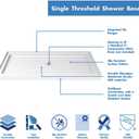 DreamLine SlimLine 32 in. D x 54 in. W x 2 3/4 in. H Center Drain Single Threshold Shower Base in White, DLT-1132540