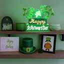 St. Patricks Day Decorations St Patricks Day Table Centerpieces St Patricks Wooden Blocks Sign with Lighted 3D Letters Timer Shamrocks and Flowers St. Patrick's Day Decor for Home Table Tiered Tray