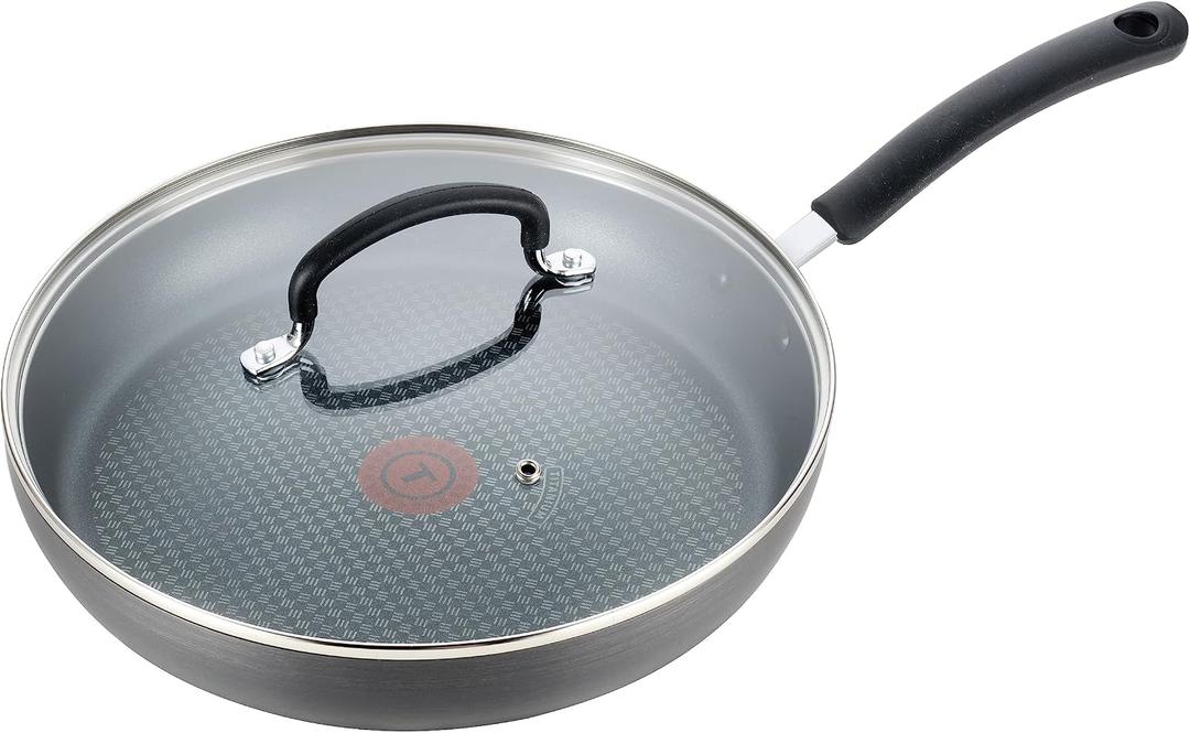 T-Fal Ultimate Hard Anodized Nonstick Fry Pan With Lid 10 Inch, Oven Broiler Safe 400F, Lid Safe 350F, Cookware, Kitchen, Home, Versatile Frying Pan, Skillet, Pots and Pans, Dishwasher Safe, Onyx
