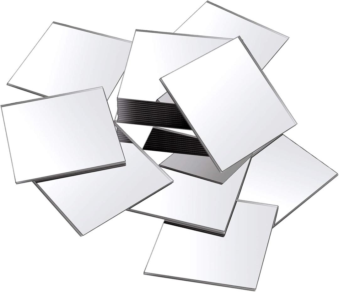 Jetec Mini Size Acrylic Square Mirror Adhesive Small Square Mirror Tiles for Crafts and DIY Projects Supplies(25 Pcs,4 Inches)