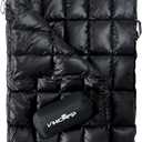Down Camping Blanket - Packable Lightweight Outdoor Blanket, Warm Compact Backpacking Quilt for Cold Weather, Water-Resistant Puffer Blanket, Ideal for Travel, Hammock, Outdoor Adventures (Black)