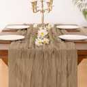 Socomi 2pcs Nude Brown Cheesecloth Table Runner Summer Boho Rustic Gauze 120 inch 10FT Cheese Cloth Sheer Runner for Wedding Party Baby Shower Birthday Home Decor Holiday Decorations