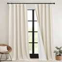 RYB HOME Heavy Faux Linen Curtains for Winter, Thermal Insulated Pinch Pleated Blackout Sounproof Privacy Drapes for Living Room Door Window, Linen, W52 x L 120 inch, 2 Panels