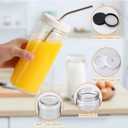 AuroTrends 16 oz Glass Bottles with Lids 8Pack, 480ml Portable Juicing Bottles Reusable Glass with Lids for Juicing, Smoothies, Kombucha (16fl.oz, Set of 8)