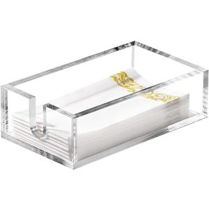 Acrylic Napkin Holder - Clear Thicker Guest Towel Holder Tray for Bathroom Kitchen Dining Room, Disposable Paper Hand Towels (0.2in Thickness)