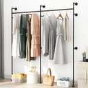 ORSENIGO Industrial Pipe Clothing Rack, Heavy Duty Clothes Rack for Hanging Clothes, Wall Mounted Display Garment Rack for Home Retail Boutique (Double, Black)