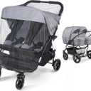 Orzbow 2 Pack Mosquito Net for Double Stroller Side-by-Side, Black | Insect, Fly & Bug Protection | Mosquito Net Cover for Double, and Twin Stroller | Baby Summer, travel, Camping Essentials