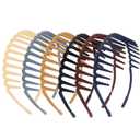 Flexible Plastic Headbands with Teeth, Pack of 6 Non Slip Fashion Effortless Plastic Headbands with Teeth Comb Skinny Hair Bands for Women Men Teen Girls, Long Teeth Matte Black