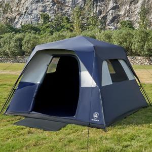 EVER ADVANCED 6 Person Blackout Camping Tent Instant Cabin Tents for Family with Rainfly, 60s Easy Setup, Water-Resistant (Grey)