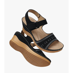 SHIBEVER Wedge Sandals For Women Low: Dressy Summer Sandal - Comfortable Rhinestone Sandals Size 8 In Womens